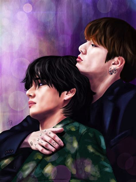 Bts Jungkook And Taehyung Digital Fan Art Vkook Taekook Etsy