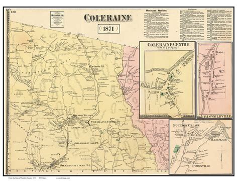 Franklin County MA 1858 Wall Map