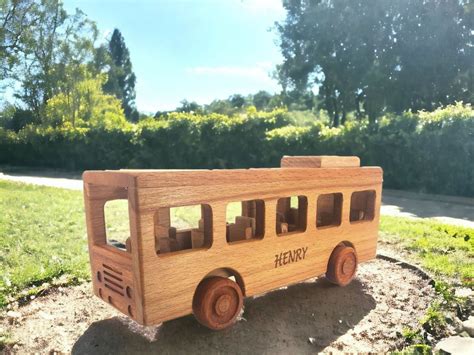 Custom Wooden Toy Bus, Wooden School Bus Toy, Wooden Car Gift for Kid ...