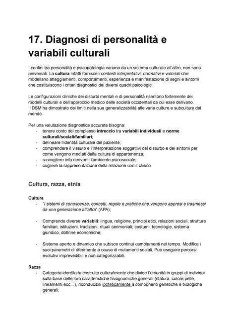 Cap 17 La personalità e i suoi disturbi 17 Diagnosi di personalità e