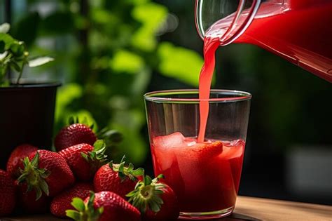 Premium Photo A Person Holding A Glass Of Strawberry Juice With A