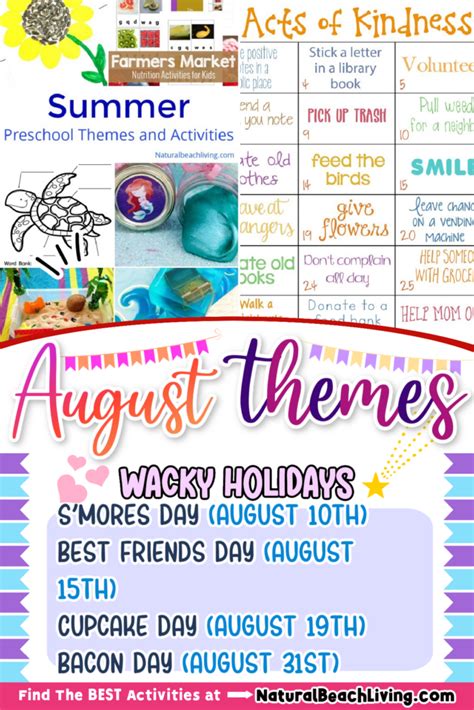 august themes holidays  activities natural beach living
