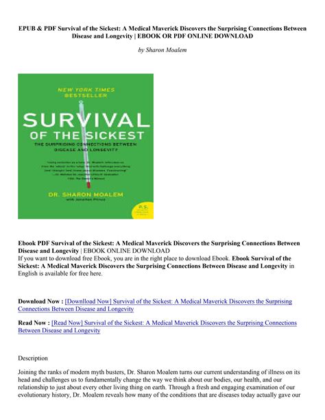 Download Book Survival Of The Sickest A Medical Maverick Discovers The Surprising Connections