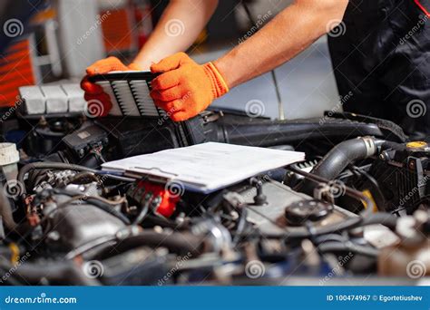 Specialist Auto Mechanic In The Car Service Stock Image Image Of