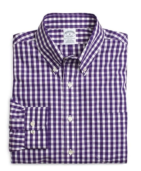 Non Iron Slim Fit Gingham Sport Shirt Purple Bridal Party Outfit Party