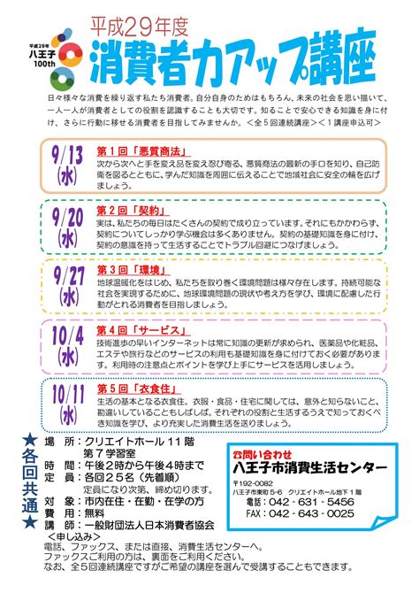 八王子市広報 On Twitter 【消費者力アップ講座】 予期せぬ契約トラブルや悪質商法に巻き込まれないために、必要な知識を学びます