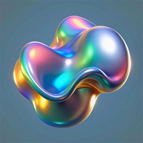 Premium Photo D Fluid Abstract Metallic Holographic Colored Shape In