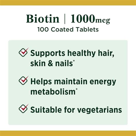 Nature S Bounty Biotin 1000 Mcg Tablets 100 Count Pack Of 3