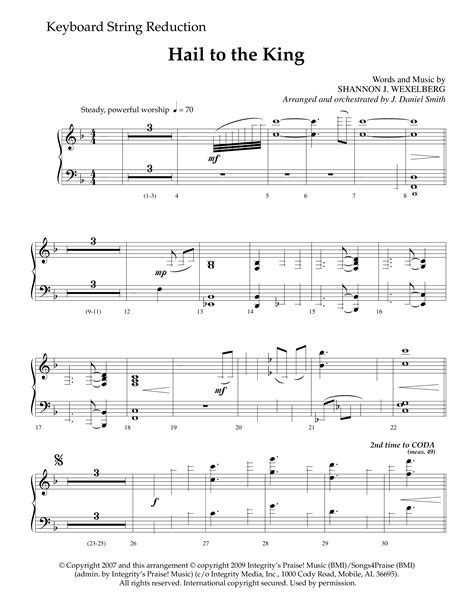 Hail To The King Choral Anthem SATB String Reduction Sheet Music PDF