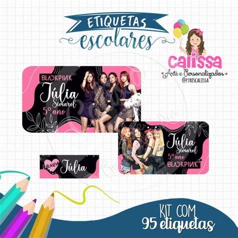 KIT Etiqueta Escolar Black Pink FRETE GRÁTIS Elo7