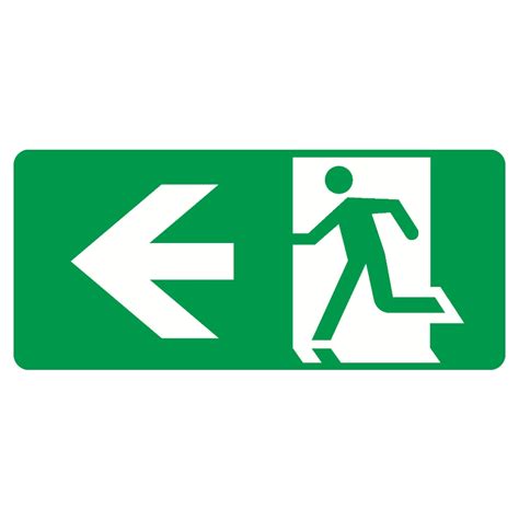 Emergency Exit Sign Left Arrow Luminous Sticker Site Ware Direct