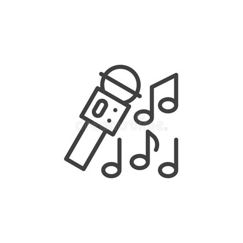 Icono De L Nea De Micr Fono De Karaoke Ilustraci N Del Vector