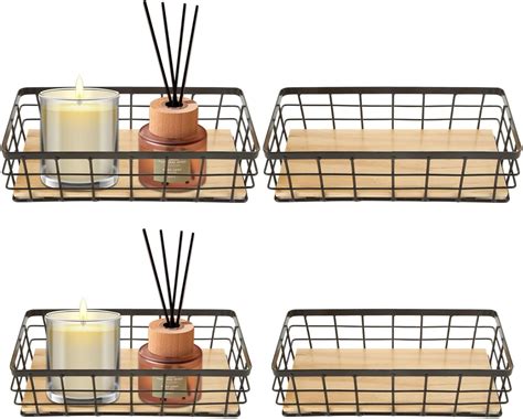 Amazon Senenqu Pack Metal Wire Basket Detachable Wood Base