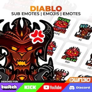 Diablo Emotes Pack Twitch Kick Youtube Discord Etsy