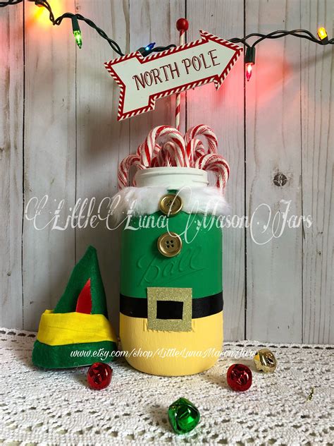 Elf Inspired Mason Jar Hat Included Christmas Mason Jar Festive