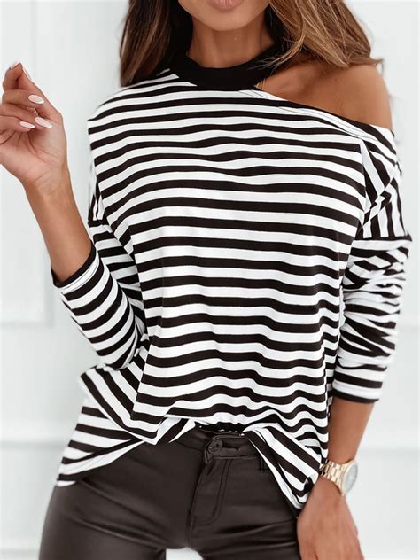 Long Sleeve Striped T Shirt Noracora