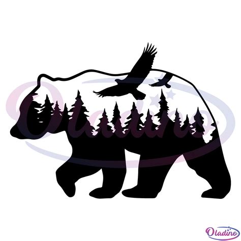 Bear Forest Svg Digital File Bear Svg Forest Svg Bird Svg Oladino