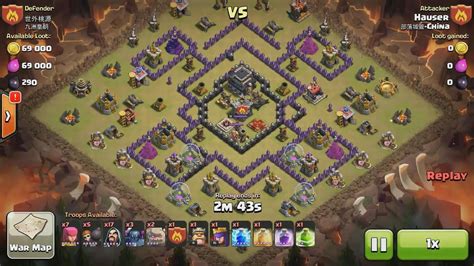 Clash Of Clans Th9 Vs Th9 Golem Wizard And Pekka Gowipe Clan War 3