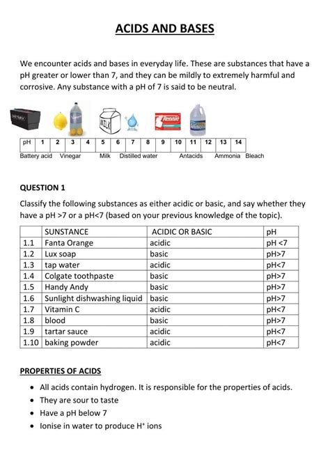 Equilibrium And Acids Bases Worksheet For 9th 12th Grade