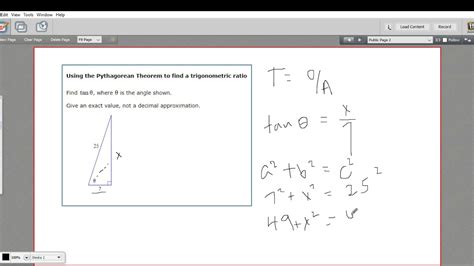 Using The Pythagorean Theorem To Find A Trigonometric Ratio Youtube