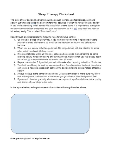 Sleep Therapy Worksheet Happiertherapy