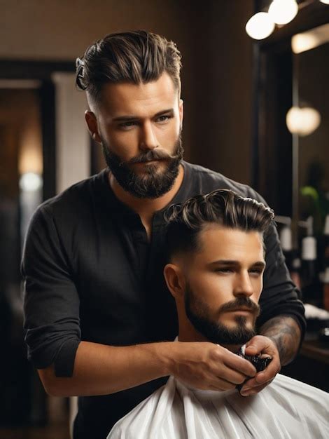 Premium Photo | A man getting a haircut by a barber Mens barber shop For social media template ...