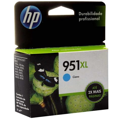 Cartucho De Tinta HP Officejet 951 XL Ciano CN046AB KaBuM