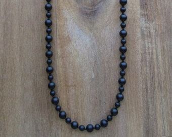 Black Matte Onyx Necklace For Men Mm Beaded Necklace Etsy