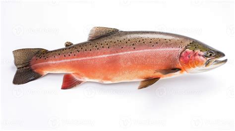 A Salmon Fish Isolated On White Background Salmon Fish Generative Ai