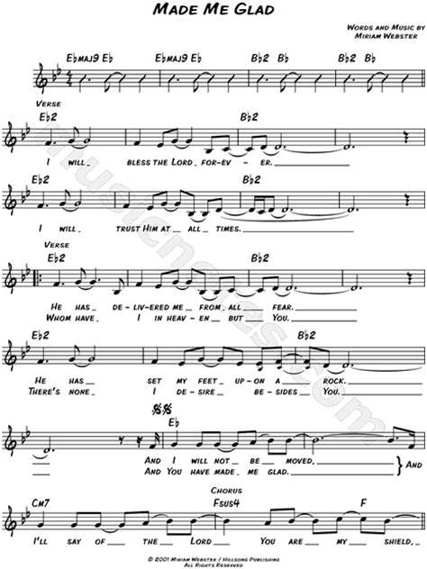 Hillsong Made Me Glad Sheet Music Leadsheet In Bb Major