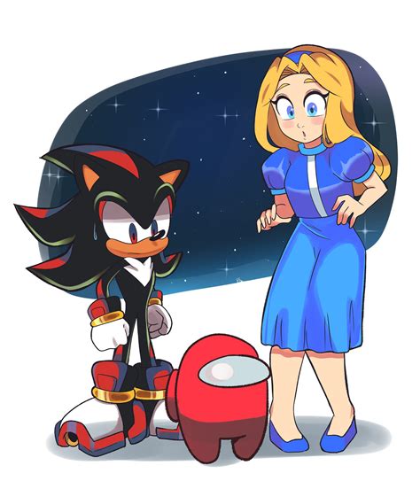 Shadow The Hedgehog Crewmate Maria Robotnik And Red Sonic And 1 More Drawn By Bbycheese