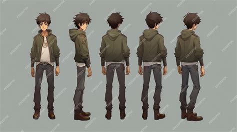 Premium AI Image | Trendy Anime Boy Character Turnaround Concept Art Sheet full view Showcasing ...