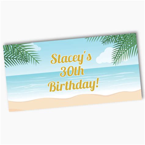 Beautiful Personalised Sandy Tropical Beach Party Banners