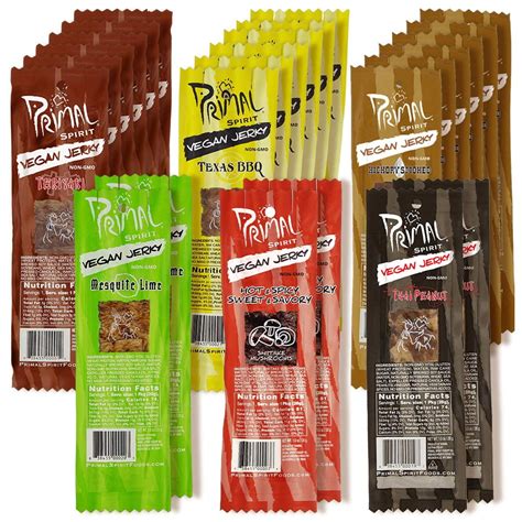 Primal Spirit Vegan Jerky Most Popular Flavors Pack 10 G Plant