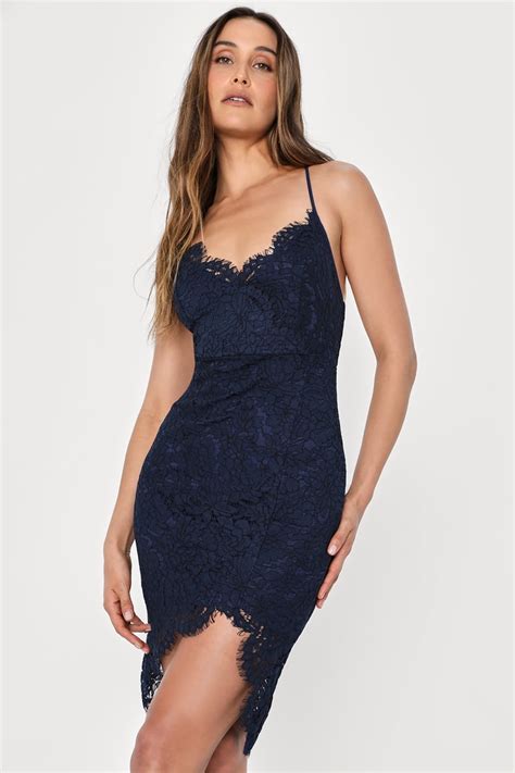 Navy Blue Lace Dress