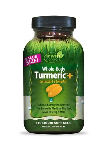 Irwin Naturals Whole Body Turmeric Curcumin C3 Complex Value Size 120 Liquid Softgels