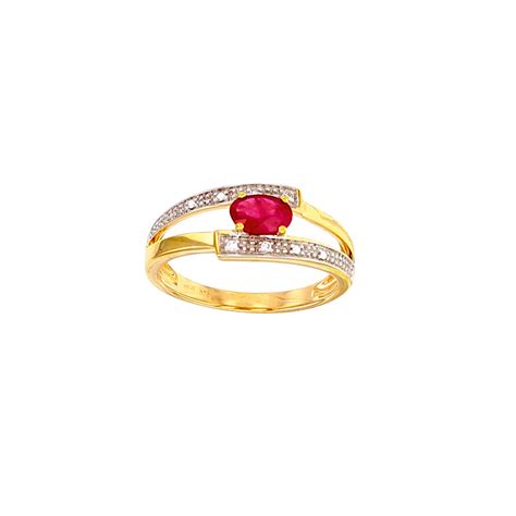 Bague En Or Avec Rubis Ovale X Mm Et Diamants Hp Ct