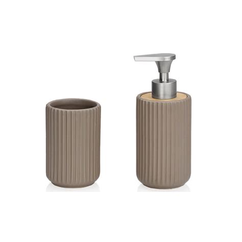 Set Da Bagno In Ceramica Marrone Qechic