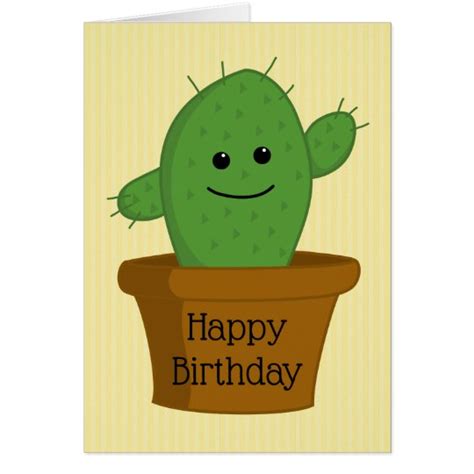 Cactus Happy Birthday Card Zazzle