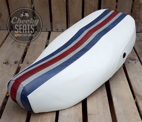 Vespa LX White Racing Stripe Seat Cover Cheeky Seats – Cheeky Seats ...