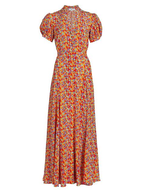 Buy Caroline Constas Women S Bel Silk Ditsy Floral Maxi Dress Red