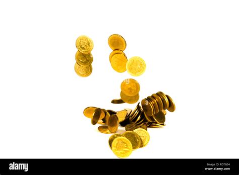 Movement Of Falling Gold Coin Flying Coin Rain Money Isolated On