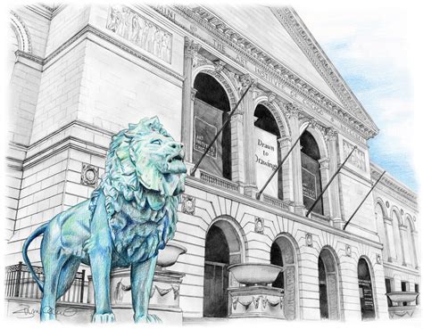 Chicago Art Institute Drawing With Lion, customize With Different ...