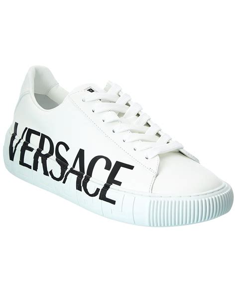 Versace Greca Logo Leather Sneaker In White ModeSens