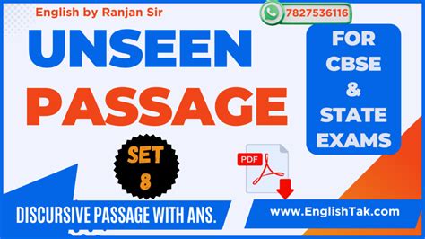 How To Solve Unseen Passage Class 10 Archives English Grammar And Spoken English Englishtak