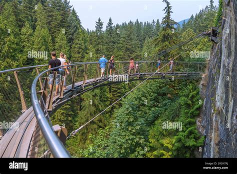 Vancouver North Vancouver Capilano Suspension Bridge Cliffwalk Stock