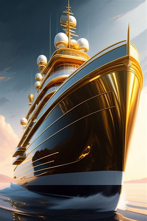 Lexica Mega Yacht Gold Sharp Details Sharp Focus Elegant Highly