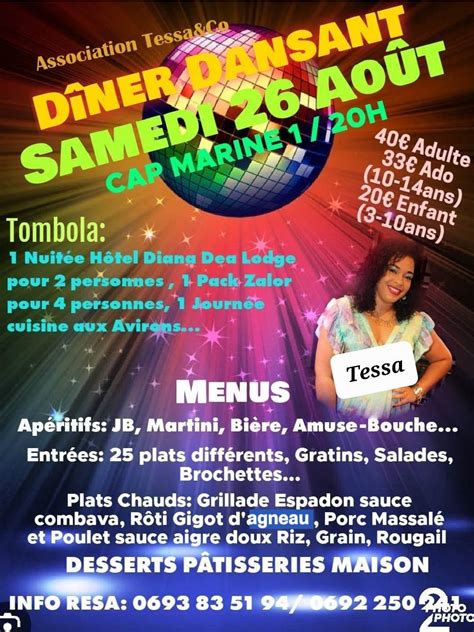 Dîner dansant année 80 samedi 26 août 2023 avec asso Tessa Co