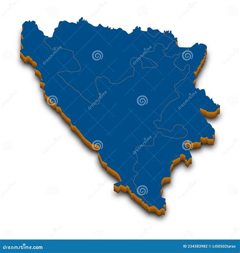 Bosnia And Herzegovina Map Vector High Detailed Administrative 3d Map