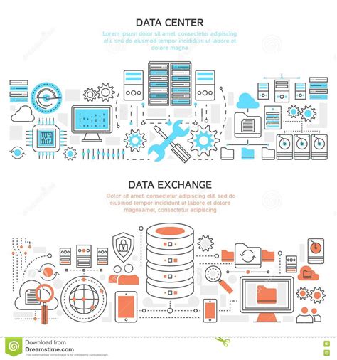 Datacenter Linear Compositions Vector Illustration Cartoondealer